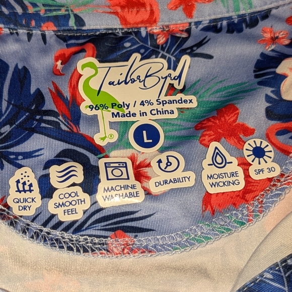 Tailor Byrd Flamingo Performance Polo Size Large - Picture 6 of 8